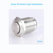 Guitar Kill Switch/Cutoff 12mm Silver Momentary High Head Push Button Full Kit