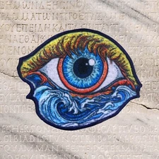 Evil Eye & Great Waves Patch Iron-on Applique Vest Jacket Clothing Hat Backpack