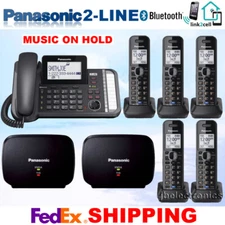 PANASONIC KX-TG9582B 2-LINE LINK2CELL 1 CORDED PHONE 5 CORDLESS 2 REPEATERS
