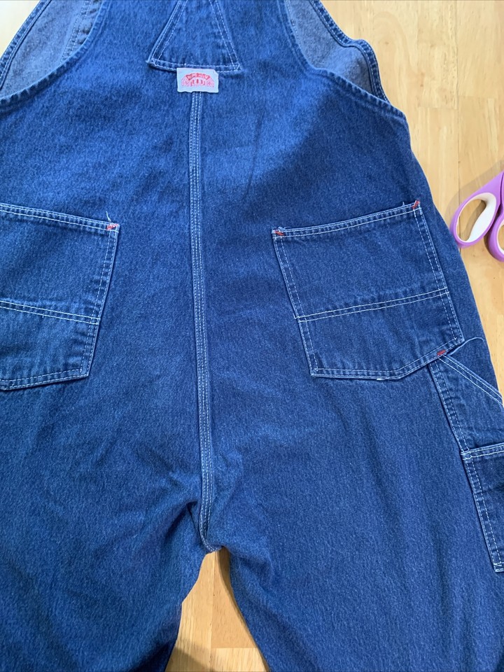 RoundHouse Bib Overalls Mens 42x32 Blue Denim Workwear PreOwned eBay