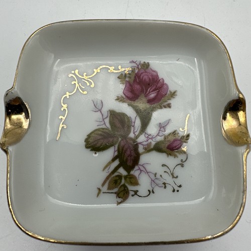 Vintage Royal Sealy Moss Rose Smoking Set Includes 3 Ashtrays and Cigarette Tray - Picture 4 of 9