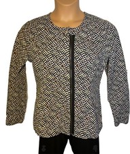Cabi jacket 5099 Cliffside asymmetrical moto gray white zip front cotton size M