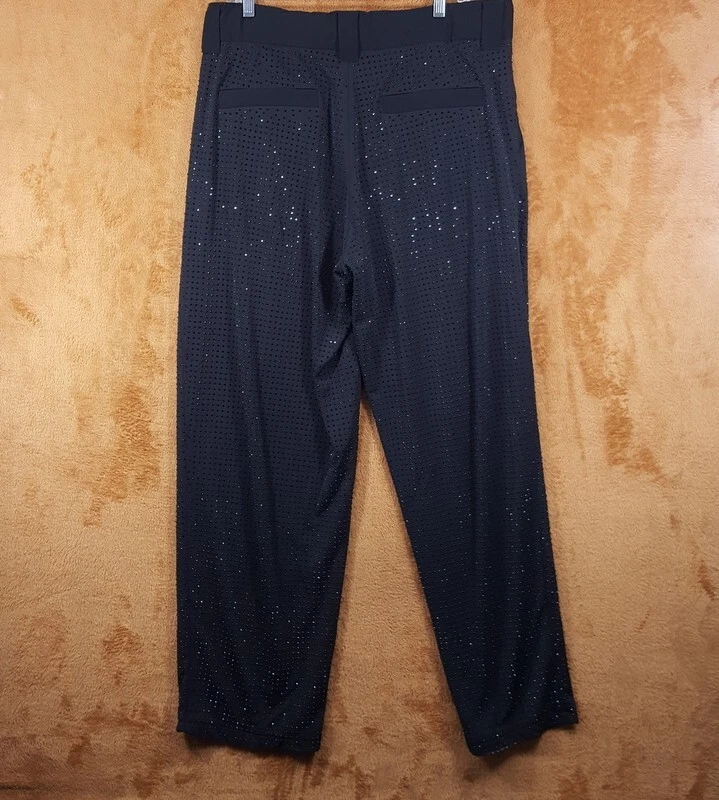 Pantalone VERSACE COUTURE uomo taglia 50 nero cristallo abito formale logo lusso