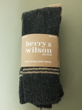New Berry & Wilson Mens 3 Pair Super Comfort Wool Boot Socks.