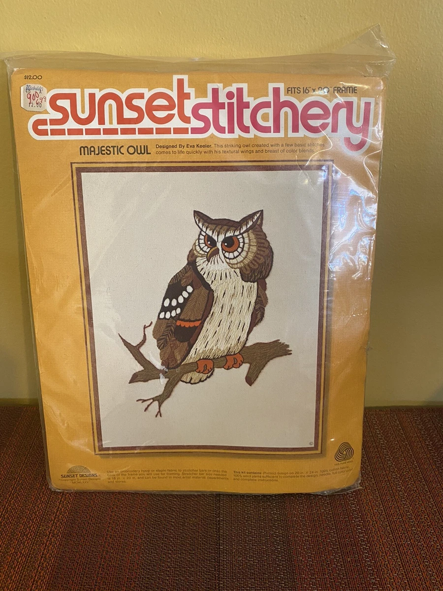 Vintage Owl Crewel Embroidery Kit By Elsa Williams Picture, 55 OFF