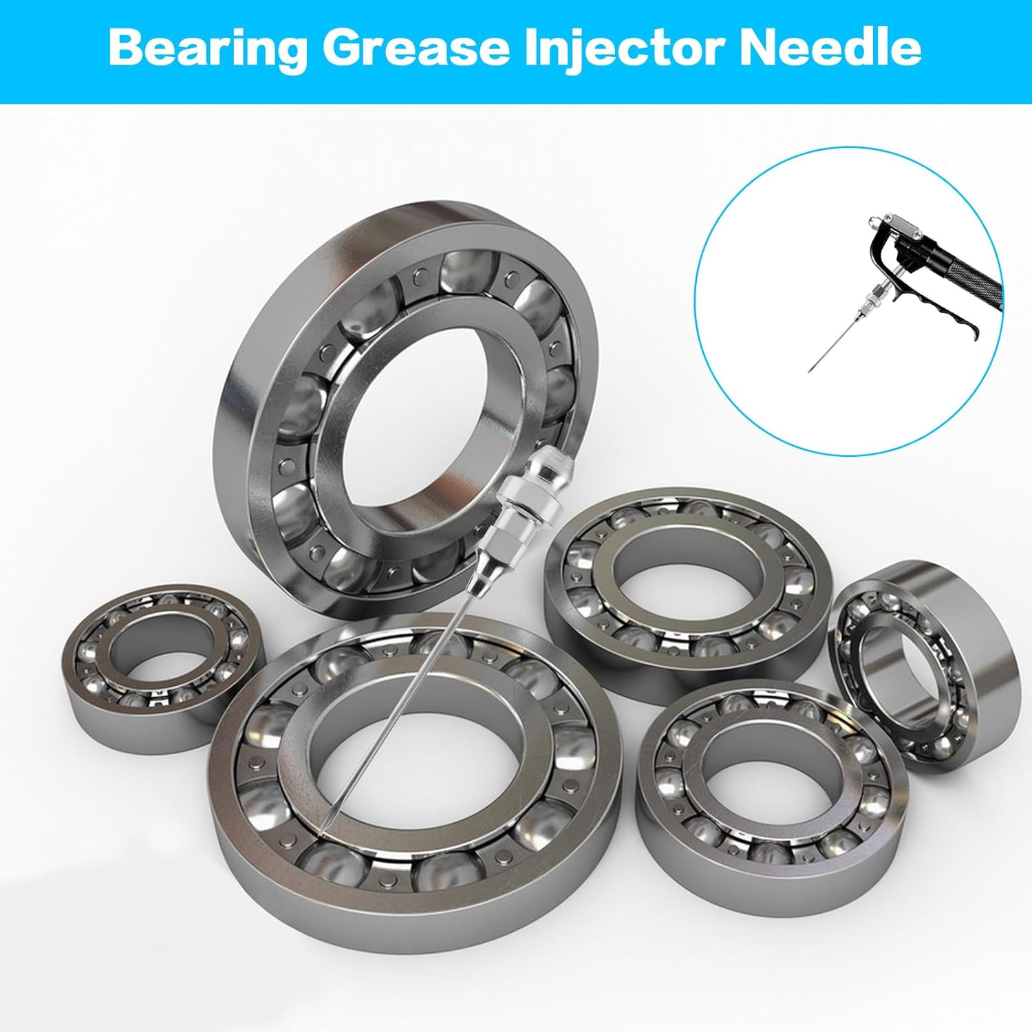 8Pcs Grease Gun Needle Accessory Set: 6 Grease Injector Needle + 1 Grease Needle