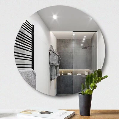 Frameless Self-Adhesive Unframed Bathroom Bedroom Wall Acrylic Mirror Round UK