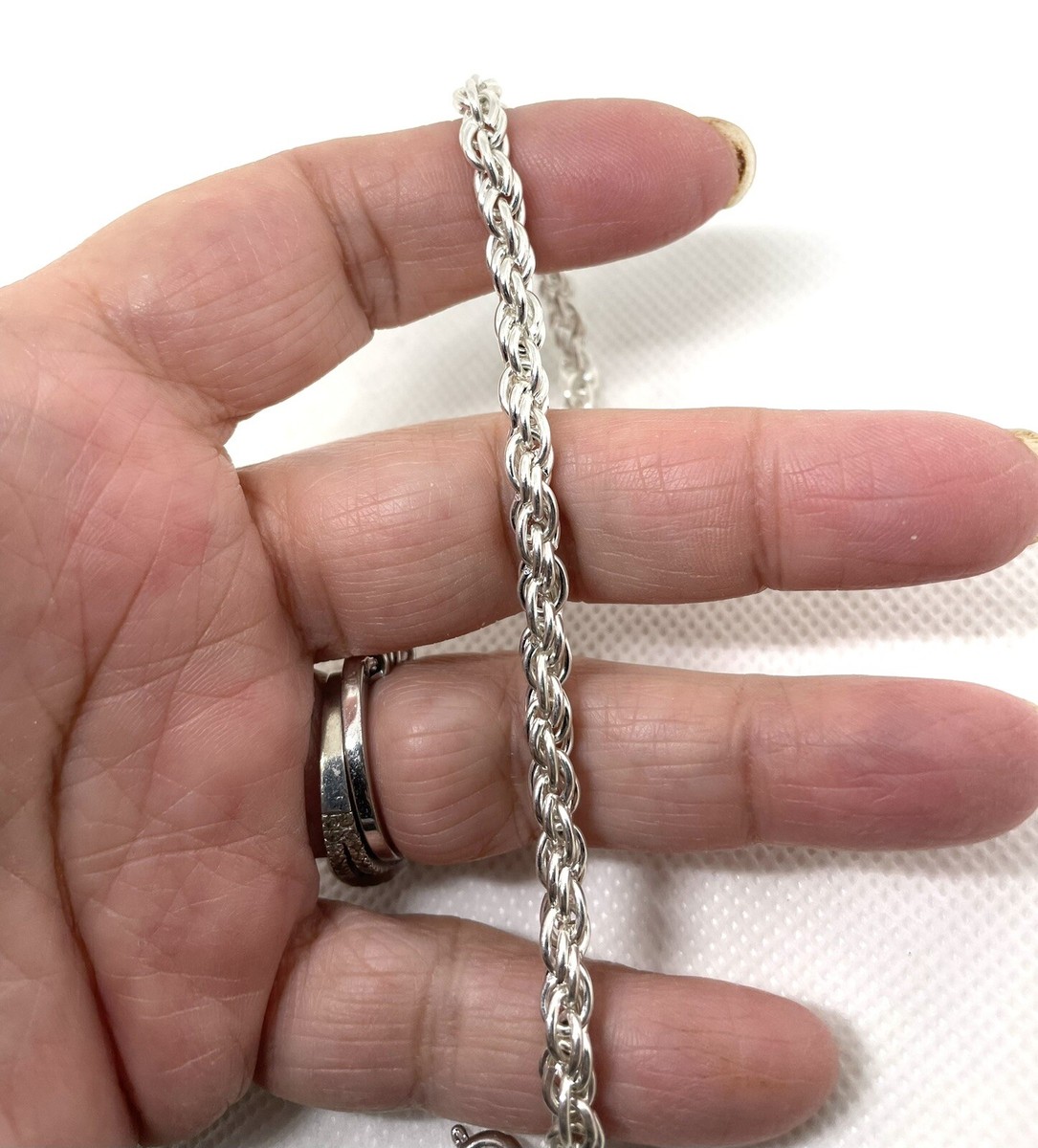 Silver Plated Rope Chain Bracelet 7.25 Inches NWOT | eBay