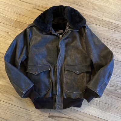 VTG Brooks club elite Leather Bomber Jacket 42/USA made/Removable  Lining+Collar