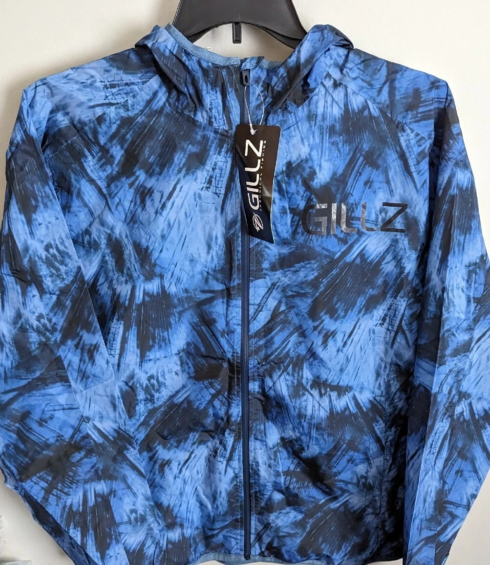 Gillz Mens Waterman Packable Fishing Lightweight "Scarred Tuna" Jacket Sz Small