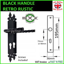 BLACK HANDLE Door Handles ANTIQUE VINTAGE RETRO RUSTIC Indoor Outdoor 72/90mm