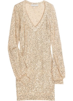 white sequin sweater mini dress 44 NWT 