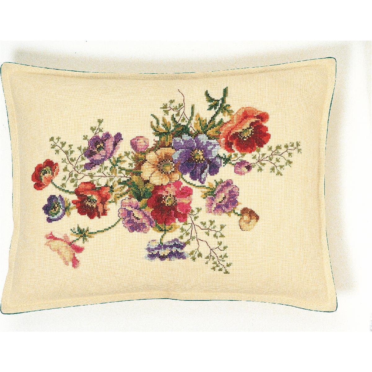 Eva Rosenstand cushion counted cross stitch kit ""Crown anemone "", 35x45cm, DIY