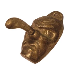 Vintage Bronze Japan Tengu Mask Long Nose Kimono or Hat Hook Wall Decor