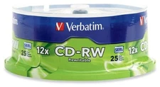 25 VERBATIM CD-RW 4X-12X High Speed Branded Logo 700MB Rewritable Disc 95155