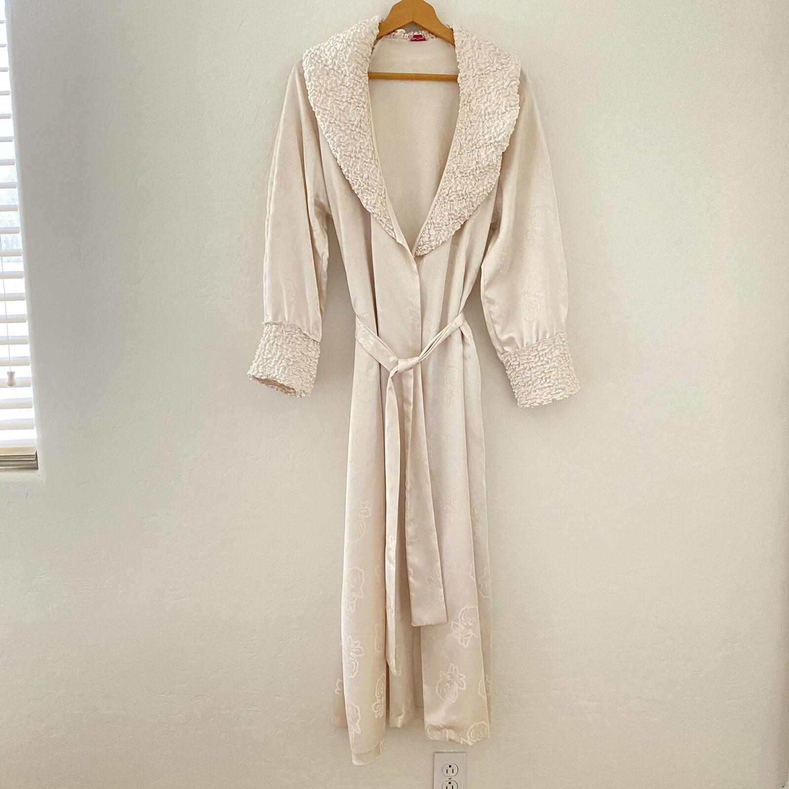 Vintage Stan Herman Robe Satin Silky White Ivory Cream Lingerie Large | eBay