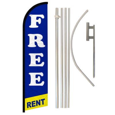 Free Rent Full Curve Windless Swooper Flag & Pole Kit Real Estate