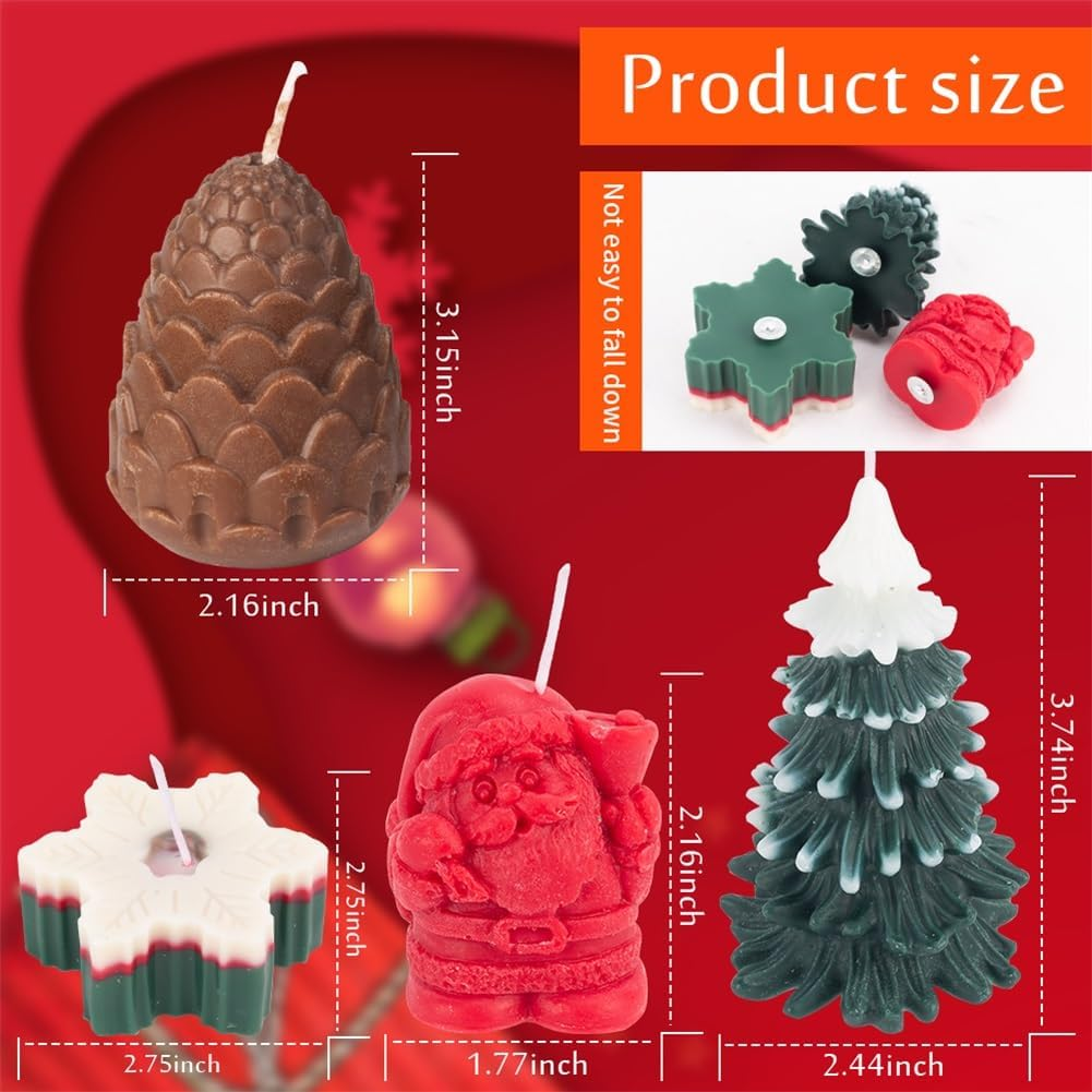 6 Pcs Large Christmas Candles Santa Claus Scented Candles White Tea