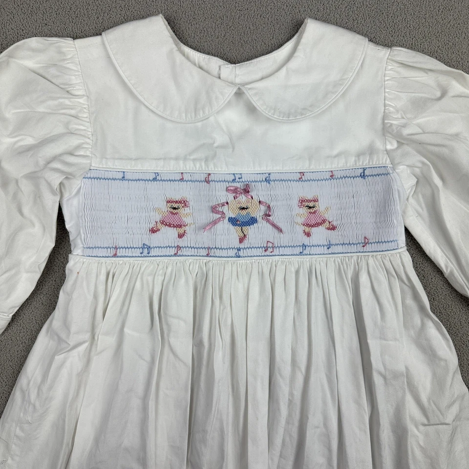 Vestido Beaux et Belles Bailarinas Niñas Talla 4 Blanco Mangas Abullonadas Foto 3 de 4