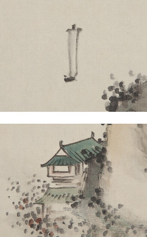 LANDSCAPE JAPANESE PAINTING HANGING SCROLL JAPAN ANTIQUE OLD