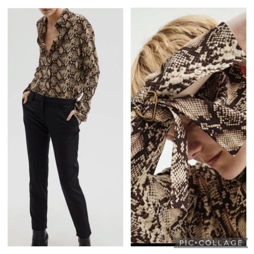 Nili Lotan Carla 100% Silk Buckle Cuff Button Down Snake Blouse XS - Picture 2 of 11
