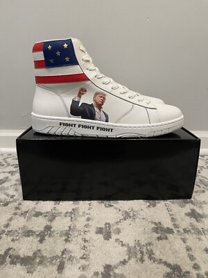 Trump Sneakers white FIGHT FIGHT FIGHT Mens Size 11 MAGA Trump