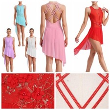 Women Dress Dance Unitard Festival Leotard Athletic Bodysuit Skating Dresses