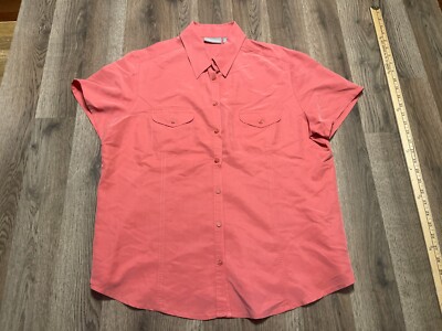 Croft&Barrow Shirt, Women's Size XL, Orange, Short Sleeve Button Up Shirt