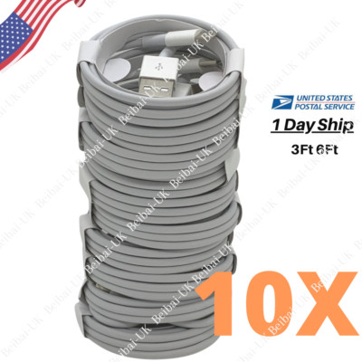 10X Bulk Lot USB Fast Charging Cable For iPhone 14/13/12/11/XR/8/7/6 Charge Cord