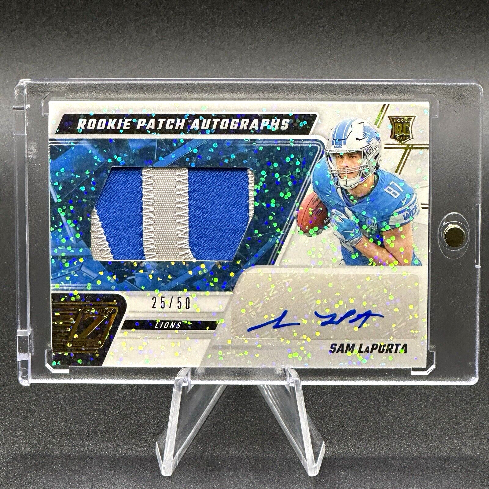 2023 Panini Zenith SAM LaPORTA Rookie Patch Auto FOTL Sparkle */50 (RC) RARE SP