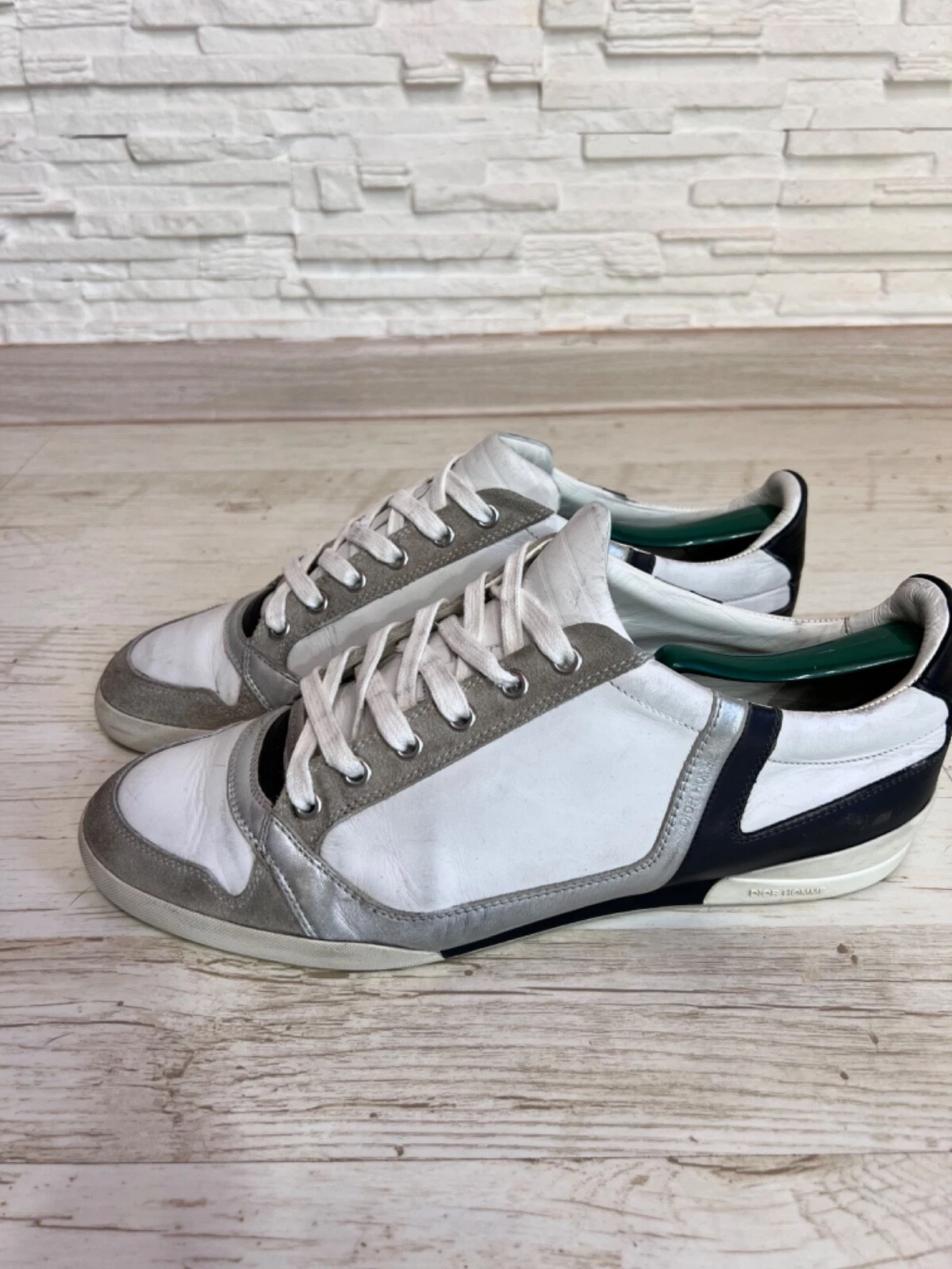Christian Dior Home Learnlther Baskets en daim homme us 8,5
