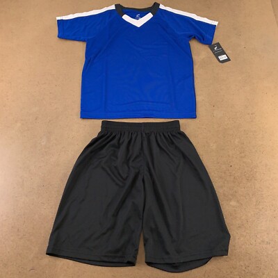Youth Size Small Champro Royal Blue V Neck Tee Eg-Pro Black Athletic Shorts New