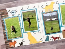 Dog Scrapbook Pages, 12 by 12 Premade Dog or Puppy Layouts, Dog Pages