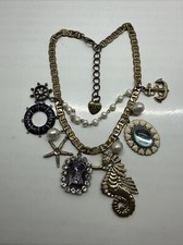 "Collar salvavidas Betsey Johnson caballo de mar náutico raro 16""-18"""