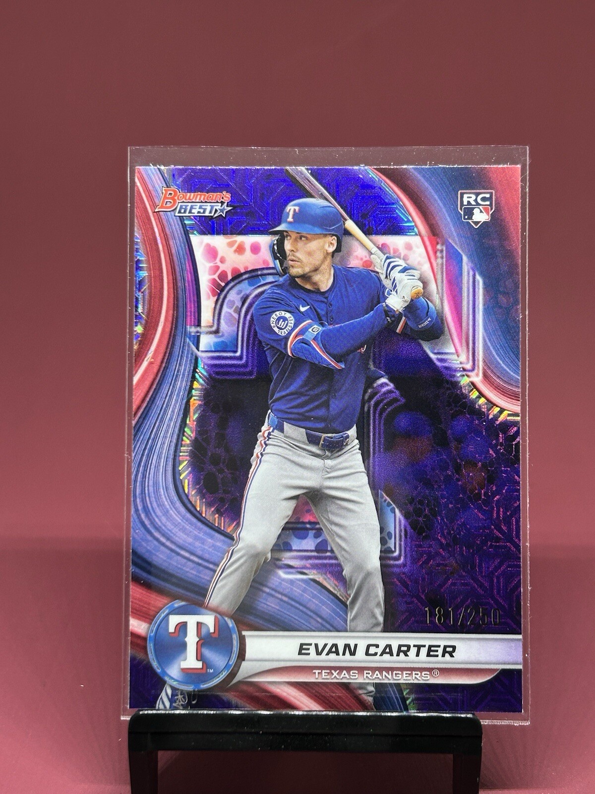 2024 Bowmans Best Evan Carter Purple Refractor 181/250  #66 Texas Rangers