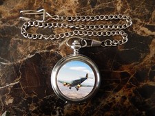 JUNKERS JU52 TRANSPORT AIRCRAFT CHROME POCKET WATCH WITH CHAIN