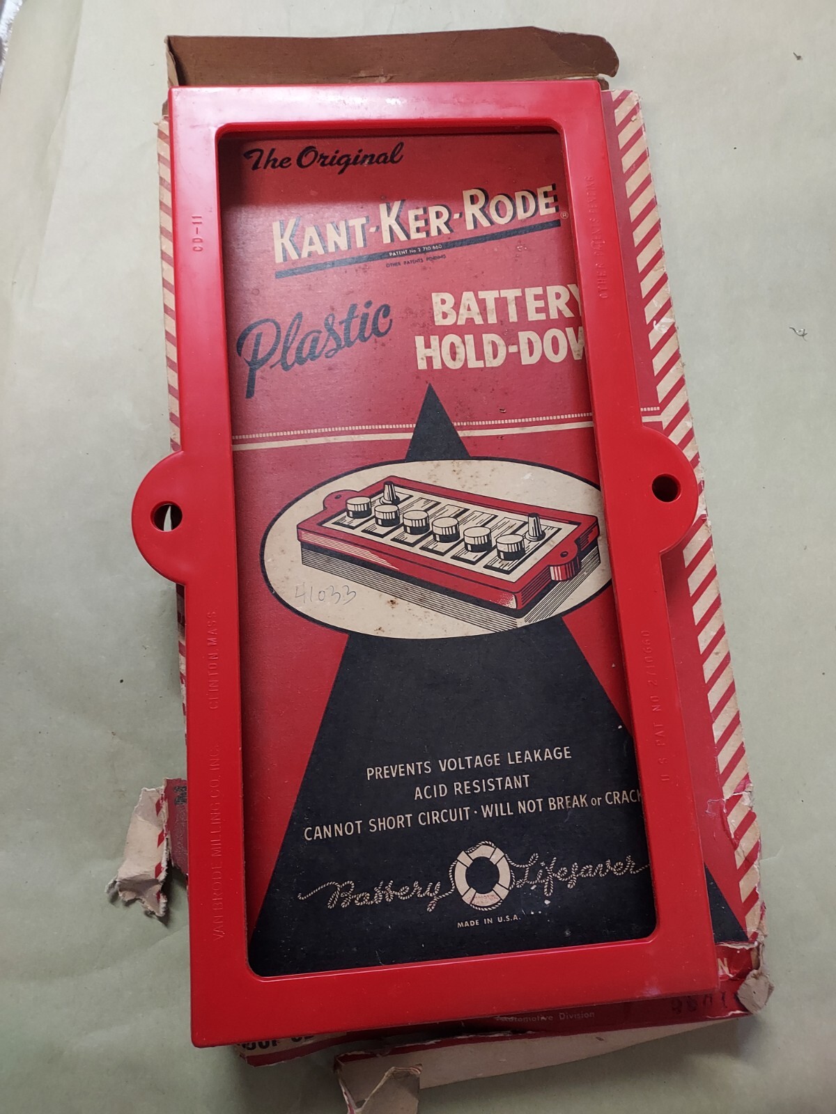Kant-Ker-Rode 1958/60 CADILLAC CD11 NOS Battery Hold Down PLASTIC COUPE DE VILLE