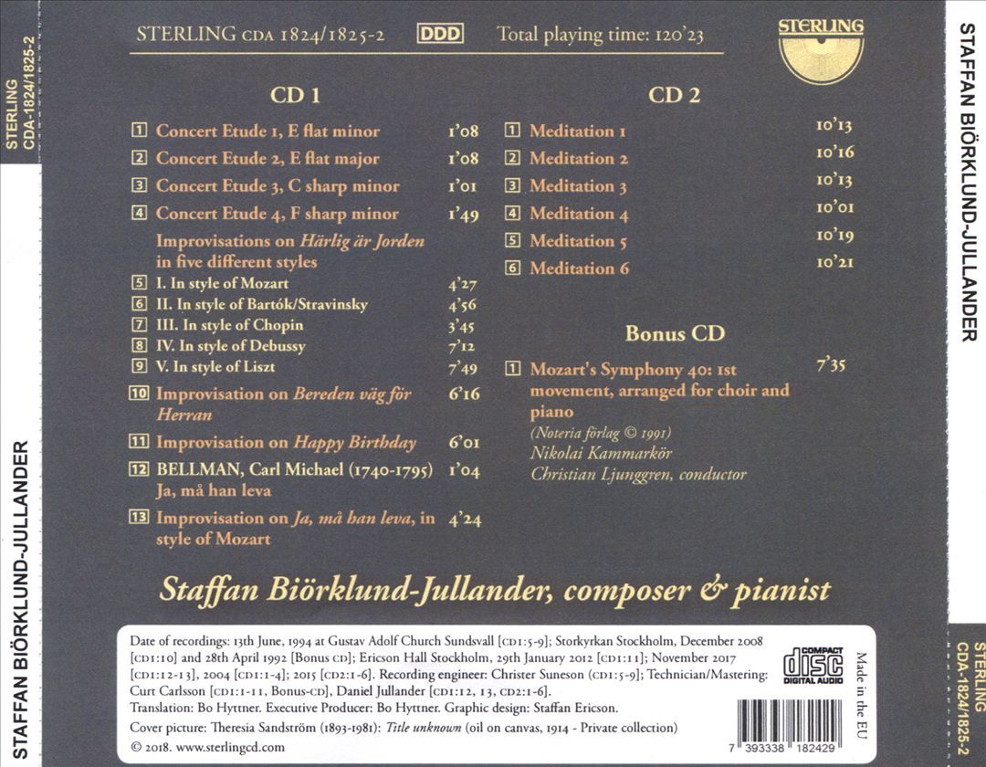 STAFFAN BIÖRKLUND-JULLANDER IMPROVISATIONS, CONCERT ETUDES, MEDITATIONS NEW CD