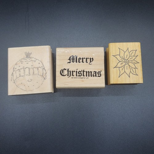 Weihnachten Stempel Lot Holz montiert (5) Engel Glocke Schneemann Weihnachtsstern Schrift - Bild 4 von 8