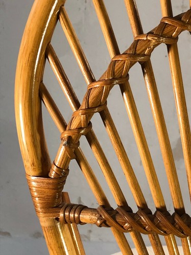 1960-1970 4 CHAISES BAMBOU ART POPULAIRE MODERNISTE SHABBY-CHIC Audoux-Minnet - Picture 8 of 12