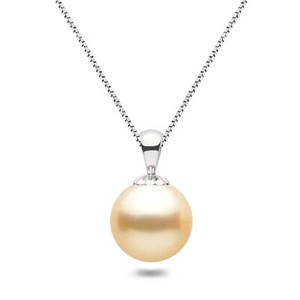 Authentic Freshwater Pearl Pendant AAAA Graded Champagne Pearl Necklace Silver Settings