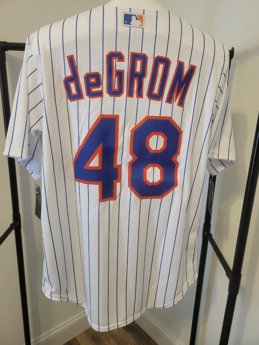 NIKE New York Mets Jacob deGrom #48 White Home Pinstripes