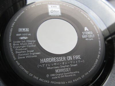 日本盤プロモ７インチMorrissey Hairdresser on Fire s-l400.jpg