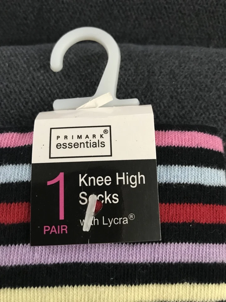 PRIMARK women's Knee Highs Socks Sz 4-7 UK , Eur 37-41 Black color with LYCRA - Image 2 of 4