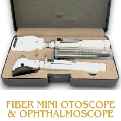 Mini Glasfaser LED Otoskop Ophthalmoskop HNO Untersuchung Diagnose Set UK