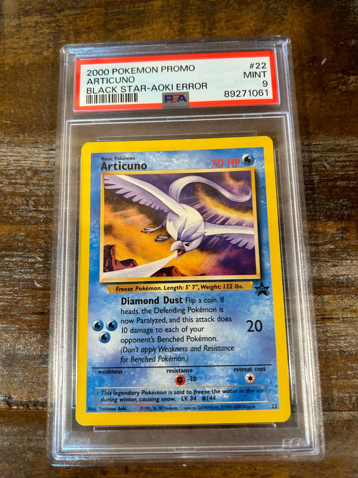 Pokemon 2000 Black Star Promo Aoki Error ARTICUNO #22 PSA 9 Mint RARE