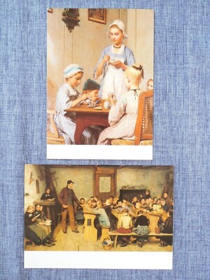 Lot Vintage Art Painting Postcards Albert Anker Switzerland 1980s Europe posted