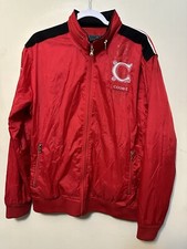 Coogi Bomber Jacket With Hood Size Large Red Vintage Retro Logo Embroidered
