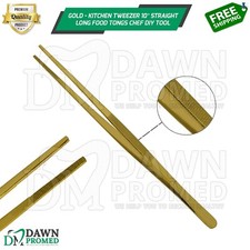 Gold Kitchen Tweezer 10  Straight BBQ Grill Plating Long Food Tong Chef DIY Tool