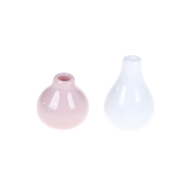 2pcs/set 1:12 Dollhouse Miniature Art Vase Pot pink&White D&#039;JF